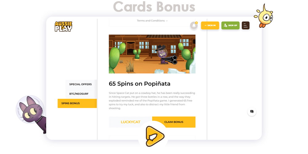 By using DIAMONDS you will receive a Cards Bonus on your balance at Aussie Play Casino