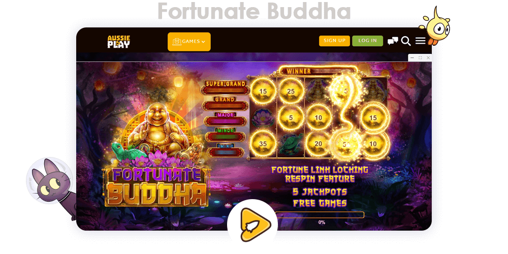 Using promo code after your first deposit you will receive Free Spins on Fortunate Buddha game, as well as extra money up toyour balance at Aussie Play Casino