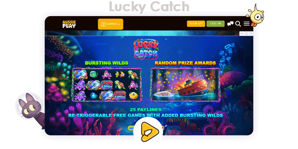Using promo code after your first deposit you will receive Free Spins on Lucky Catch game, as well as extra money up toyour balance at Aussie Play Casino