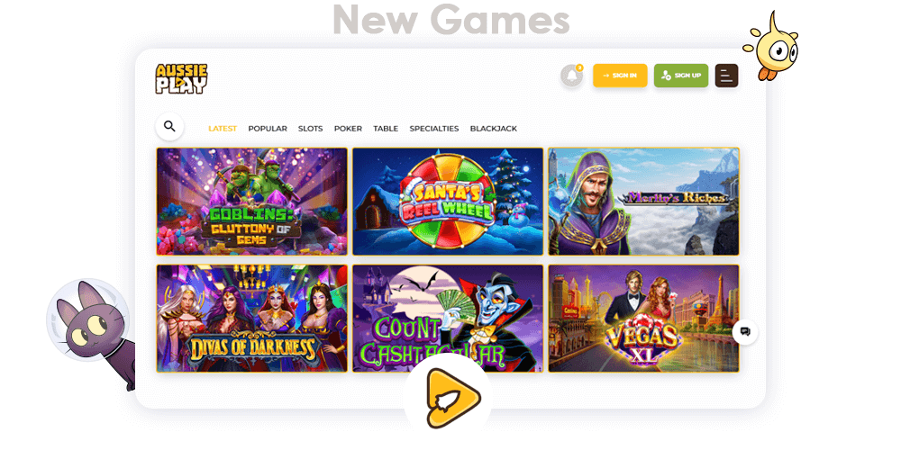 In New Games section Aussie Play Casino post all the new items they add to their website for your gambling pleasure