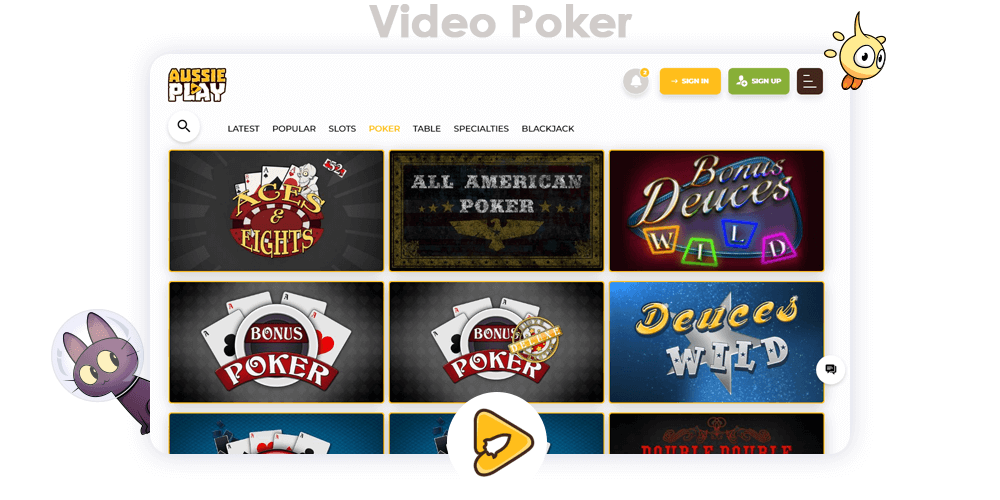 The list of games of Video Poker genre from Aussie Play Casino