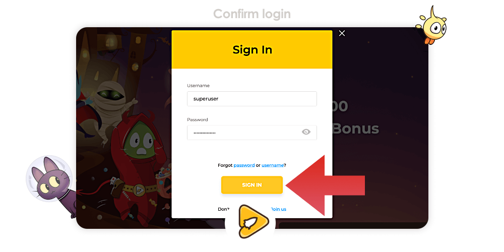 You can confirm logging into your Aussie Play Casino account by clicking on the corresponding button
